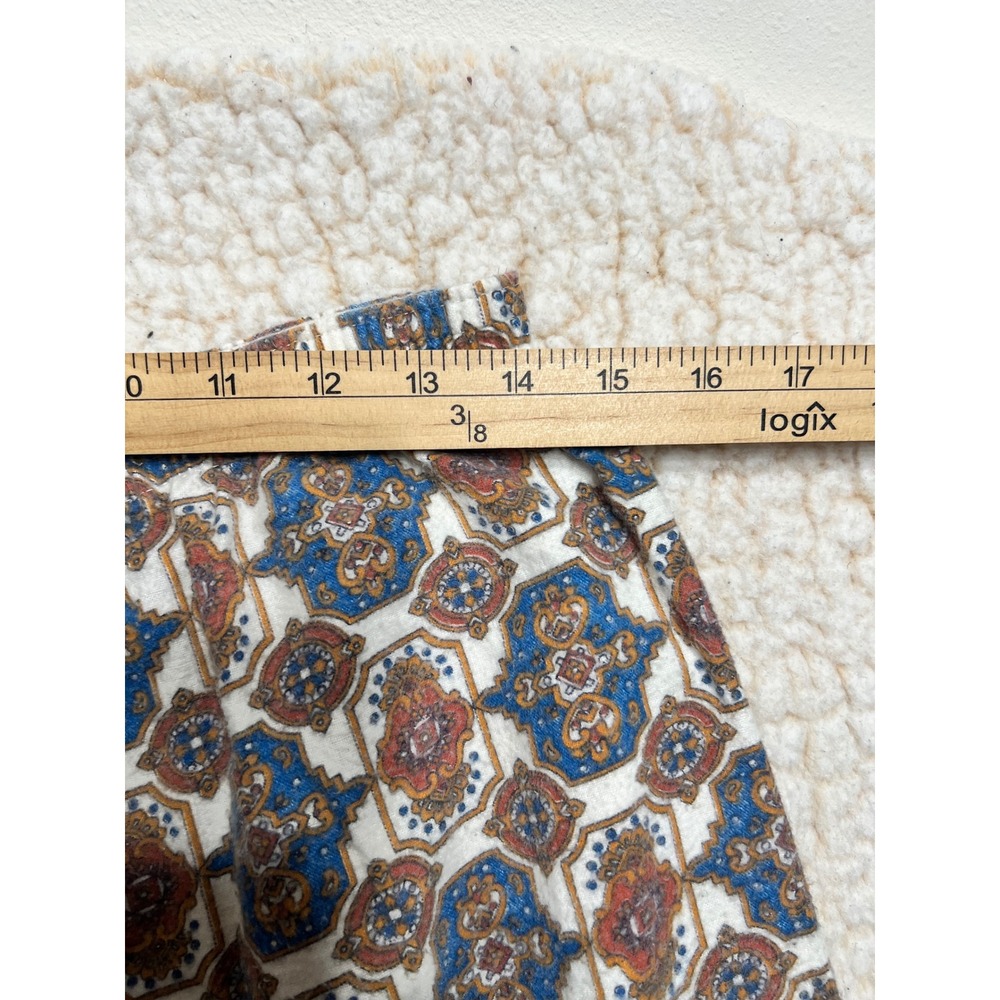 Vintage Gaddi 70s Pajama Set XL Boho Geometric Pattern Balloon Pants Blue Brown - Picture 16 of 16